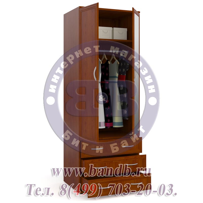 Шкаф для одежды с 3-мя ящиками и с зеркалом ШК-3-Зерк яблоня Картинка № 2