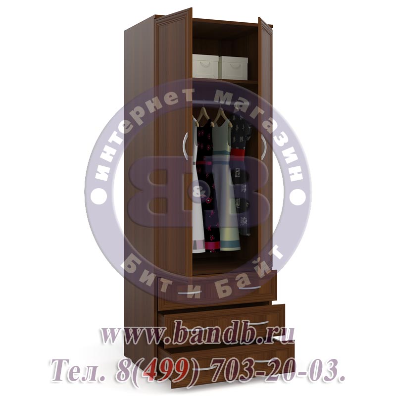 Шкаф для одежды с 3-мя ящиками ШК-3 цвет орех Картинка № 2