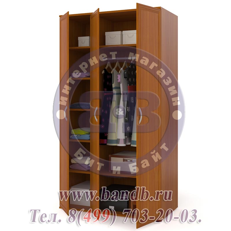 Шкаф для одежды и белья 3-х дверный ШК-4 вишня Картинка № 5