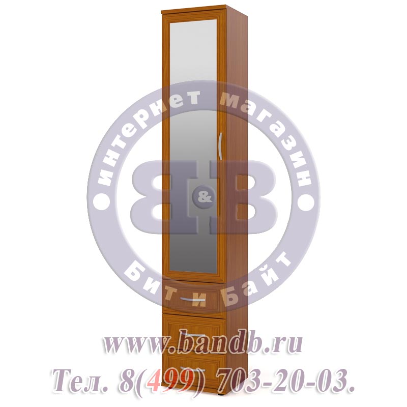 Шкаф ШК-6А-Зерк для белья с 3-мя ящиками плоский с зеркалом вишня Картинка № 4