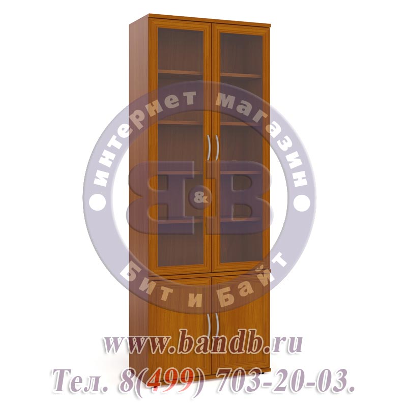 Шкаф многоцелевого назначения ШК-8 плоский двери со стеклом вишня Картинка № 3