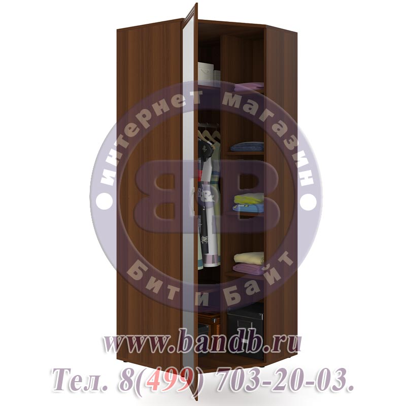 Угловой шкаф для одежды с зеркалом ШК-У-Зерк орех Картинка № 5