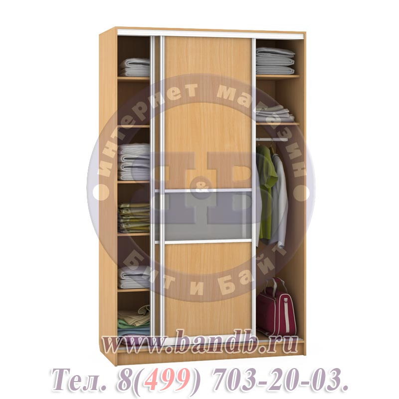 Шкаф купе комбинированный Лира 1812-МС цвет бук Картинка № 2