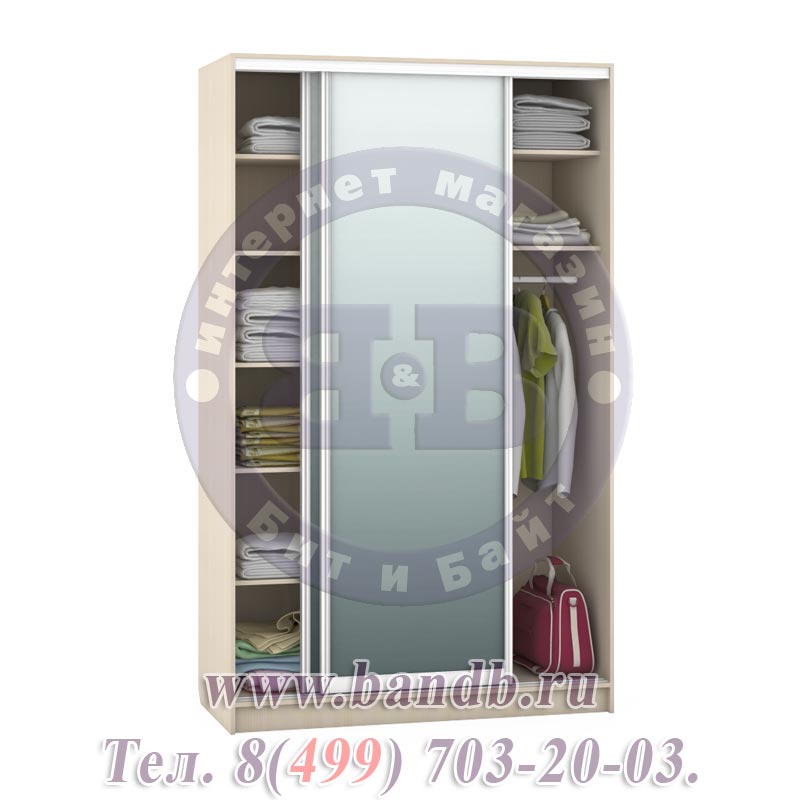 Зеркальный шкаф-купе Лира 1812-Зерк-2 цвет дуб молочный Картинка № 2