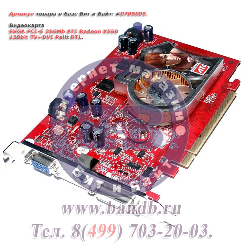 SVGA PCI-E 256Mb ATI Radeon X550 128bit TV+DVI Palit RTL Картинка № 1