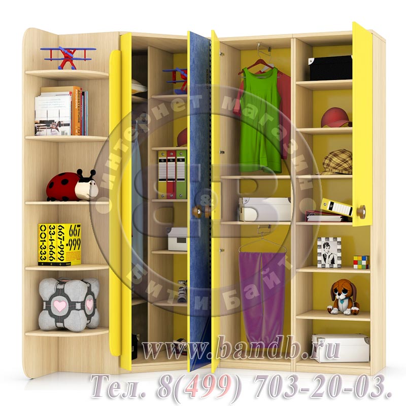 Шкаф угловой - набор мебели Джинс № 11цвет сантана/джинс/жёлтый бриллиант Картинка № 2
