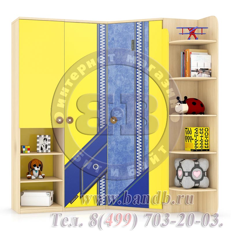 Шкаф угловой - набор мебели Джинс № 11цвет сантана/джинс/жёлтый бриллиант Картинка № 3
