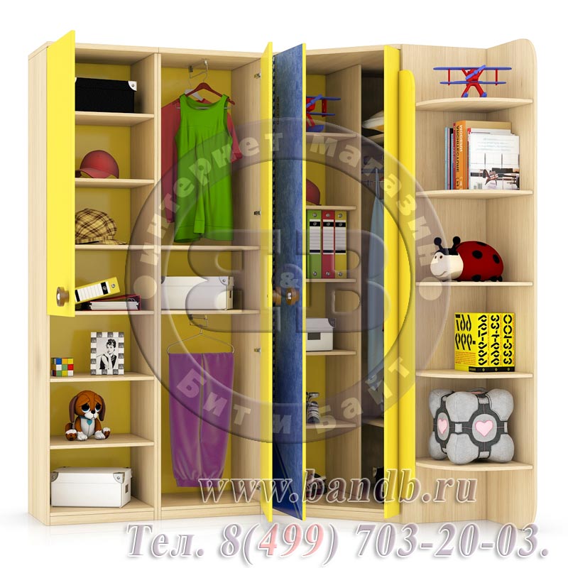 Шкаф угловой - набор мебели Джинс № 11цвет сантана/джинс/жёлтый бриллиант Картинка № 4