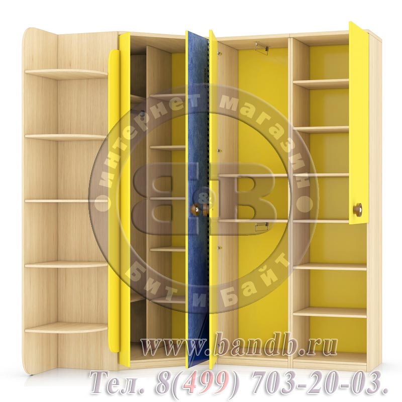 Шкаф угловой - набор мебели Джинс № 11цвет сантана/джинс/жёлтый бриллиант Картинка № 6