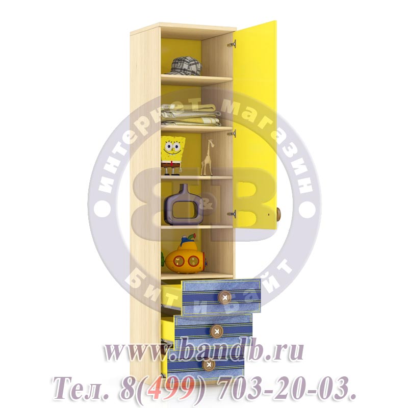 Пенал с ящиками Джинс, цвет сантана/джинс/жёлтый бриллиант, универсальная сборка Картинка № 2