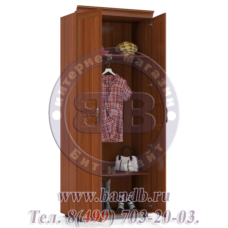 Шкаф 2-х створчатый с глухими дверями Александрия цвет орех Картинка № 2