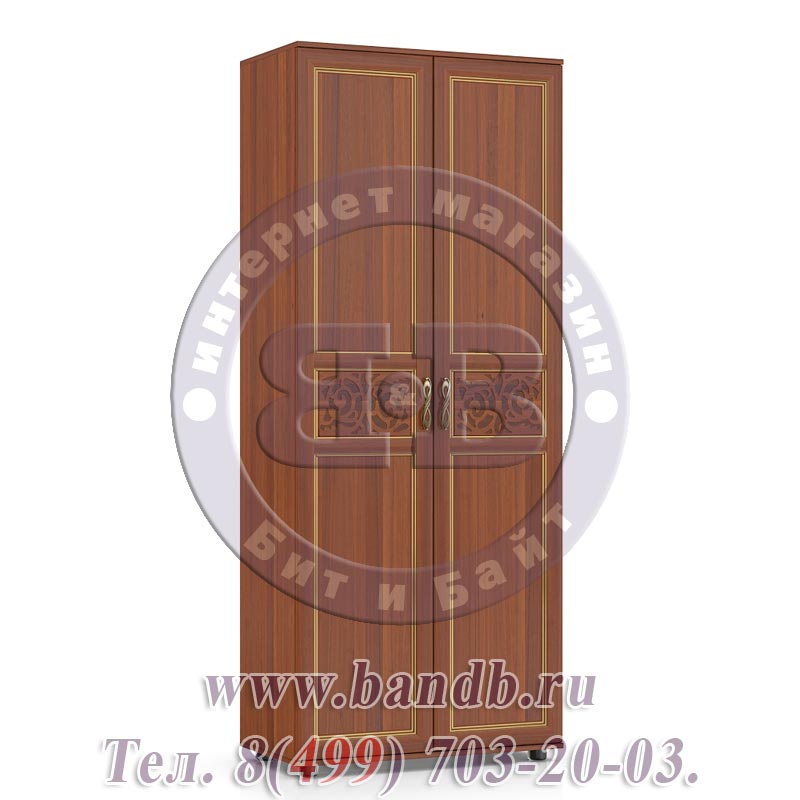 Шкаф 2-х створчатый с глухими дверями Александрия цвет орех Картинка № 3