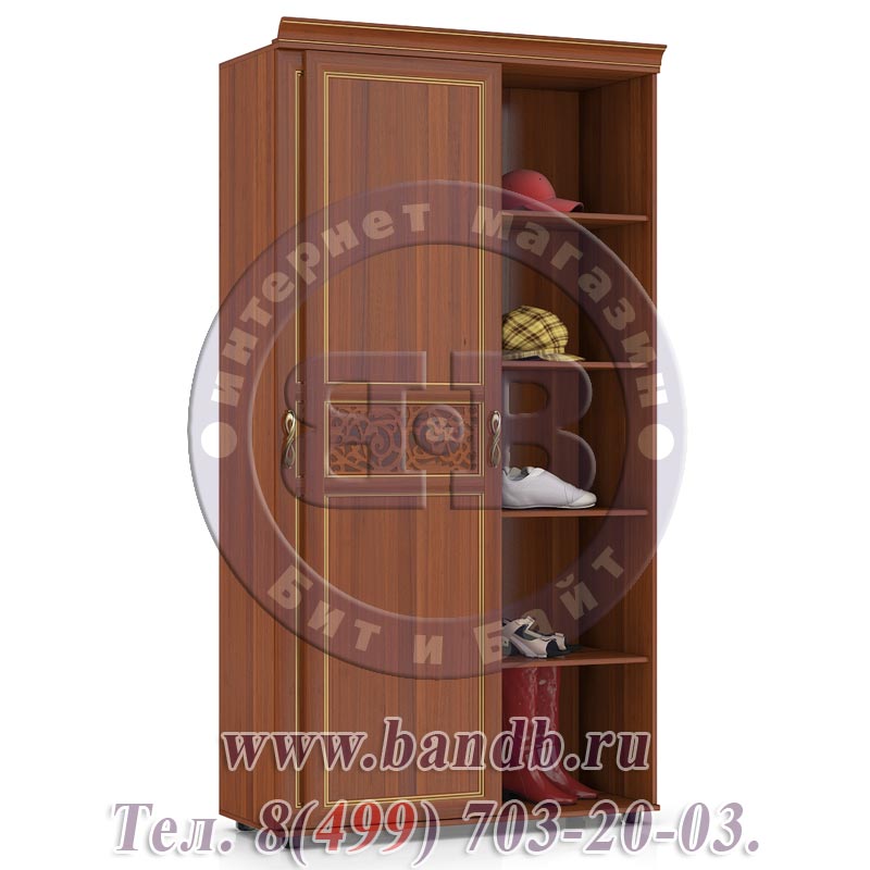 Шкаф-купе 2-х створчатый с глухими дверями Александрия цвет орех Картинка № 3
