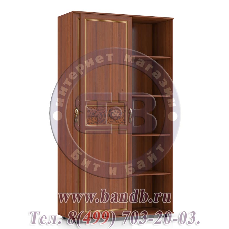 Шкаф-купе 2-х створчатый с глухими дверями Александрия цвет орех Картинка № 6