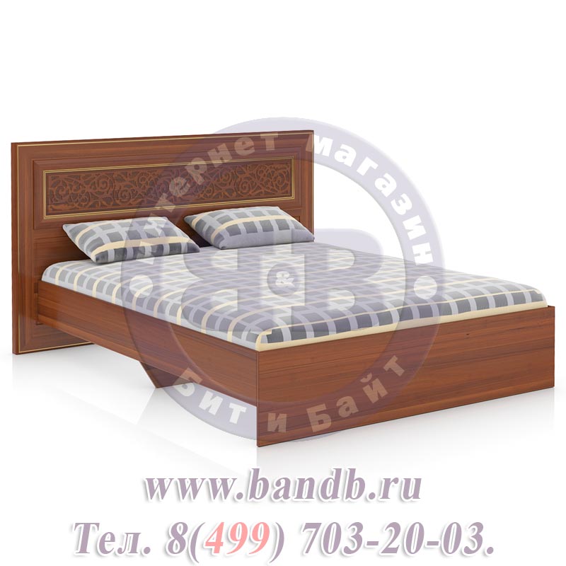 Кровать двуспальная с тумбочками Александрия 1600М цвет орех Картинка № 5