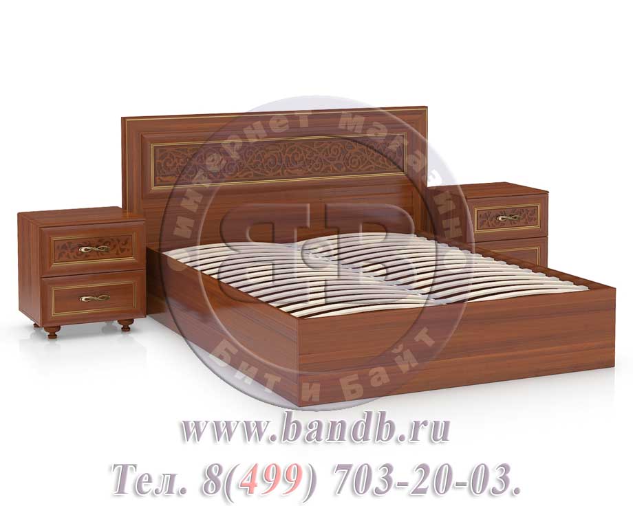 Кровать с подъёмным механизмом с тумбочками Александрия 1600 цвет орех Картинка № 3