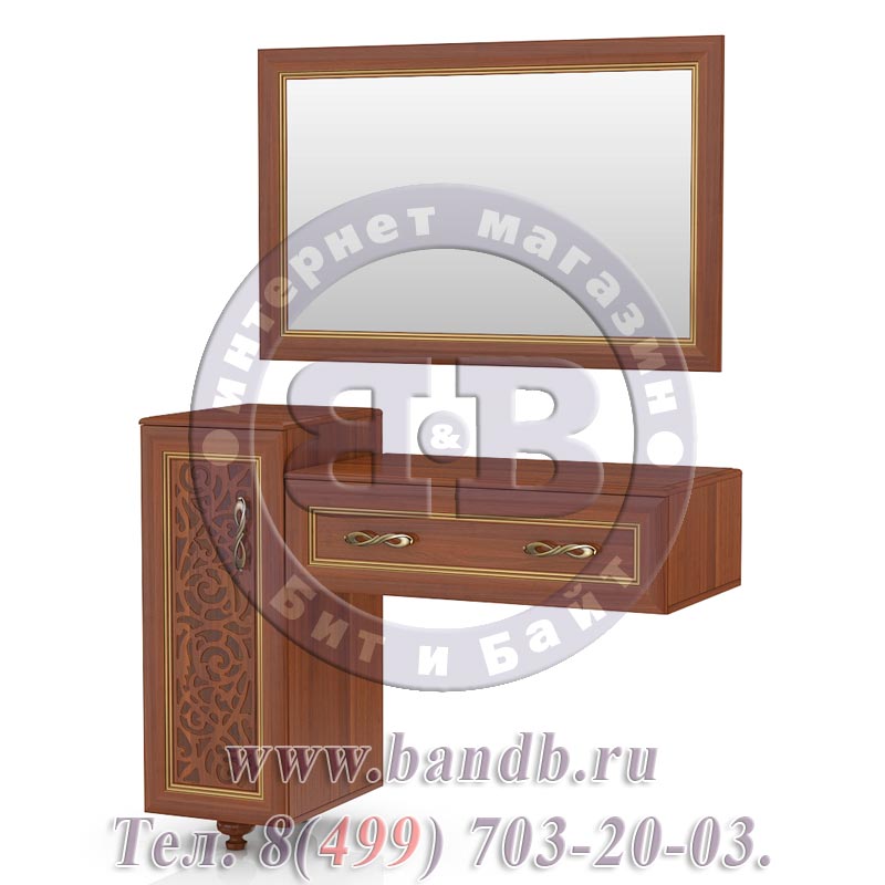 Стол туалетный с зеркалом Александрия цвет орех Картинка № 5