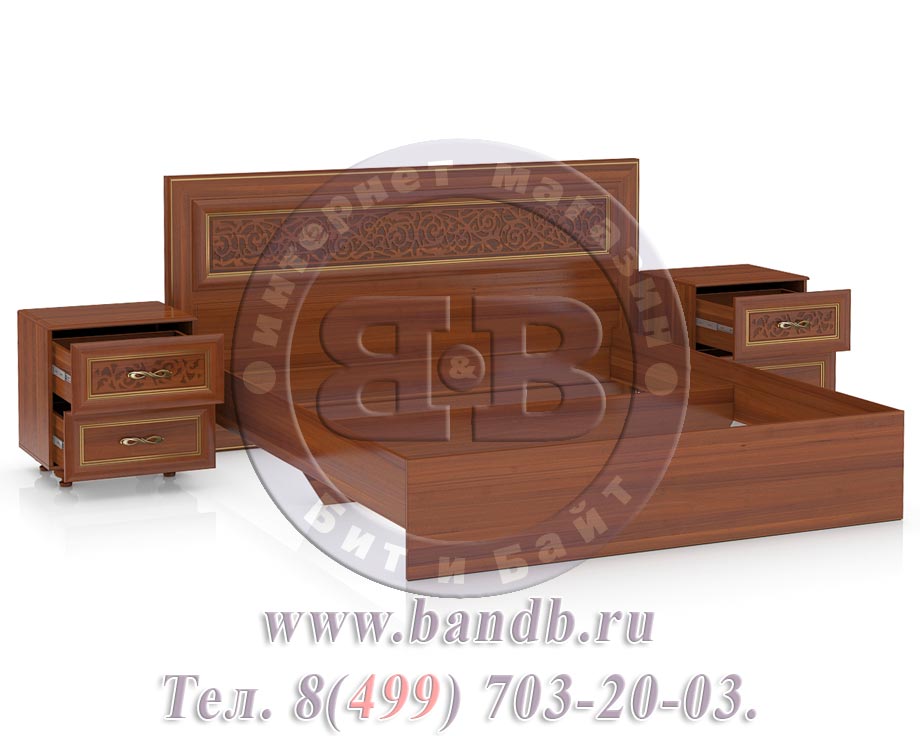 Кровать на 1800 с двумя тумбочками Александрия цвет орех Картинка № 4