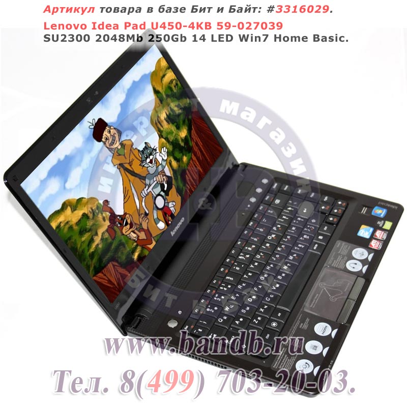 Lenovo Idea Pad U450-4KB 59-027039 SU2300 2048Mb 250Gb 14 LED Win7 Home Basic Картинка № 1