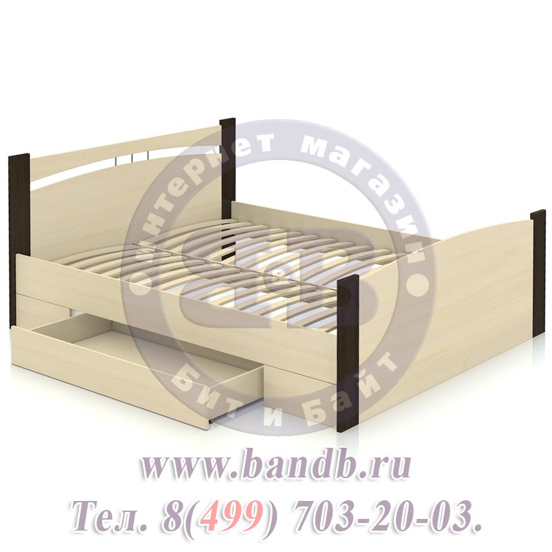 Олмеко Кровать 1600 с ящиком венге/дуб молочный Картинка № 6