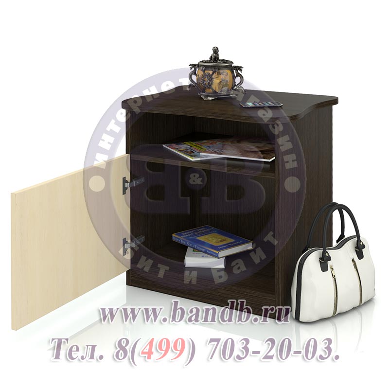 Олмеко Кровать 1400 с ящиком+Тумба прикроватная венге/дуб молочный Картинка № 9