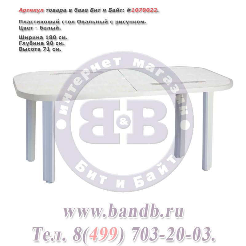 Пластиковый стол Овальный с рисунком, цвет белый Картинка № 1