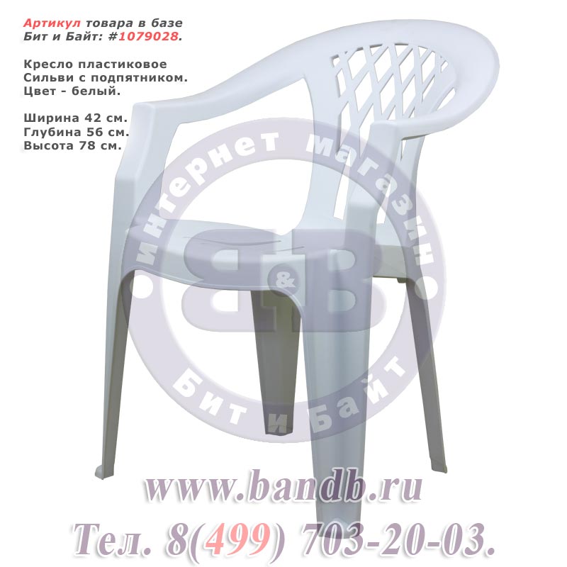 Кресло пластиковое Сильви с подпятником, цвет белое Картинка № 1
