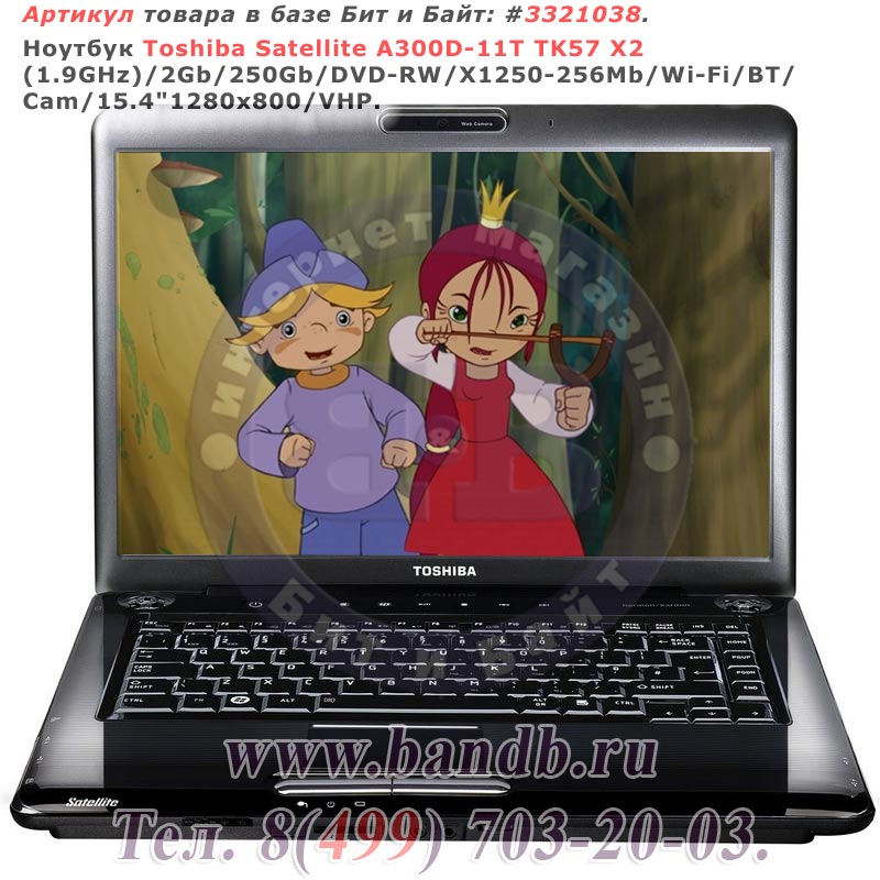 Ноутбук Toshiba Satellite A300D-11T TK57 X2 (1.9GHz)/2Gb/250Gb/DVD-RW/X1250-256Mb/Wi-Fi/BT/Cam/15.4"1280x800/VHP Картинка № 1
