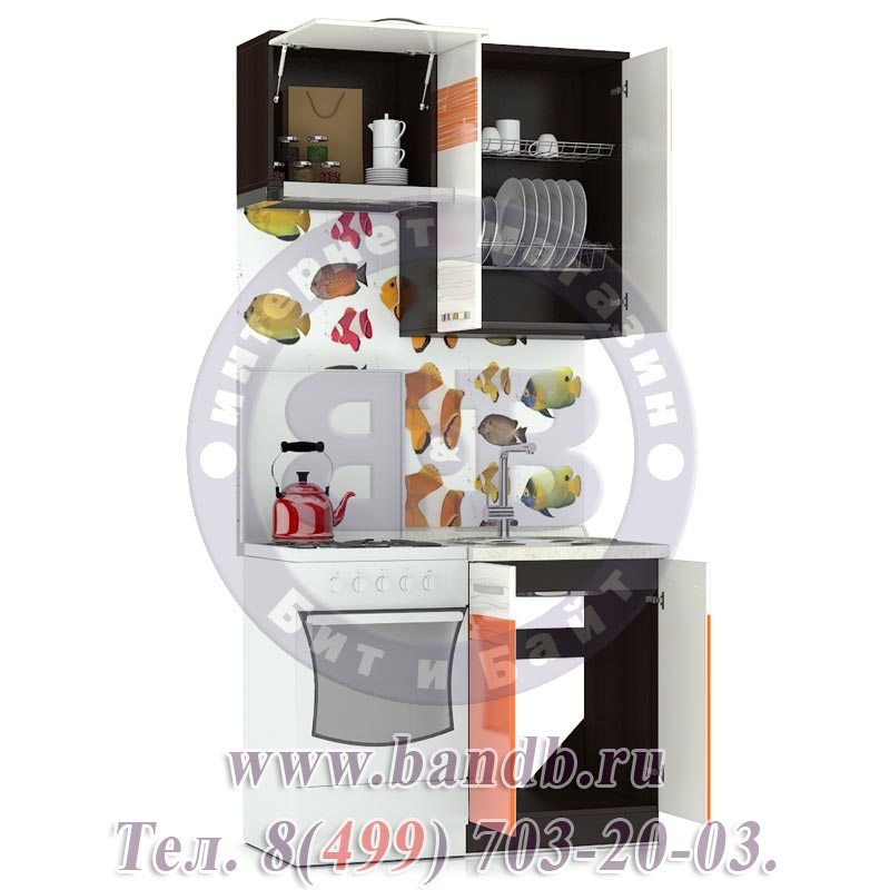 Кухонный гарнитур для маленькой кухни Оранж 9 № 3 шириной 1,1 м. Картинка № 4