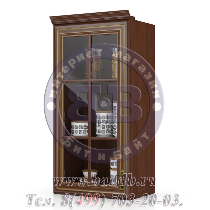 Настенный шкаф со стеклом Кантри цвет ноче таволато классик/орех таволато Картинка № 3