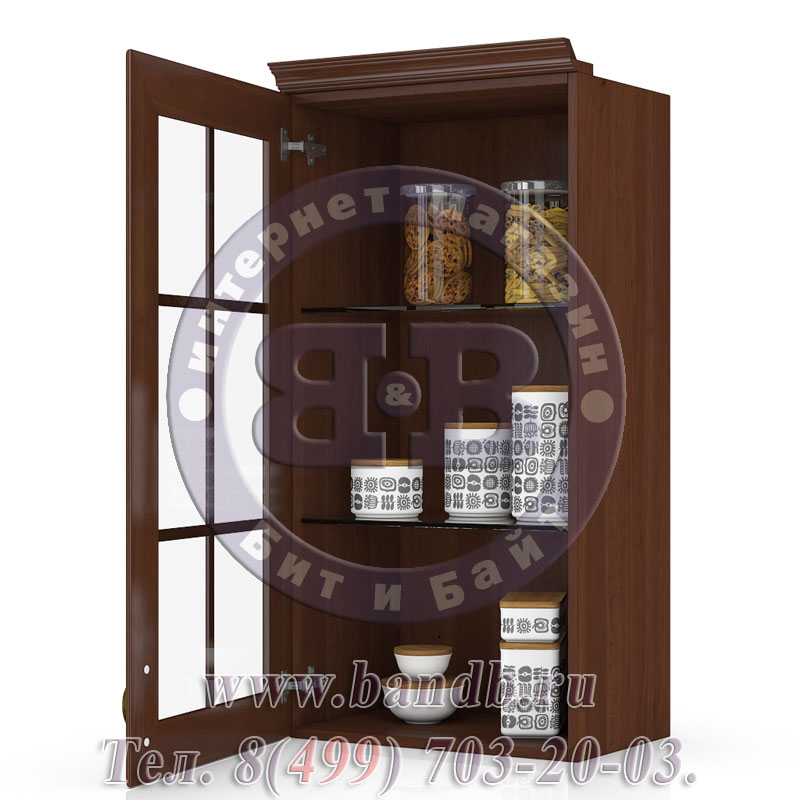 Настенный шкаф со стеклом Кантри цвет ноче таволато классик/орех таволато Картинка № 4