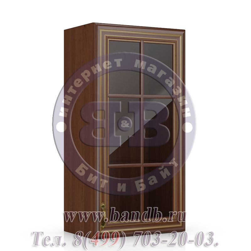 Настенный шкаф со стеклом Кантри цвет ноче таволато классик/орех таволато Картинка № 5