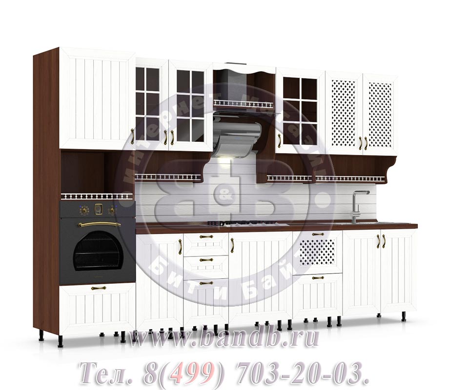 Кухня Кантри Ясень № 12 330 см., универсальная сборка, стеновые панели в комплекте Картинка № 5