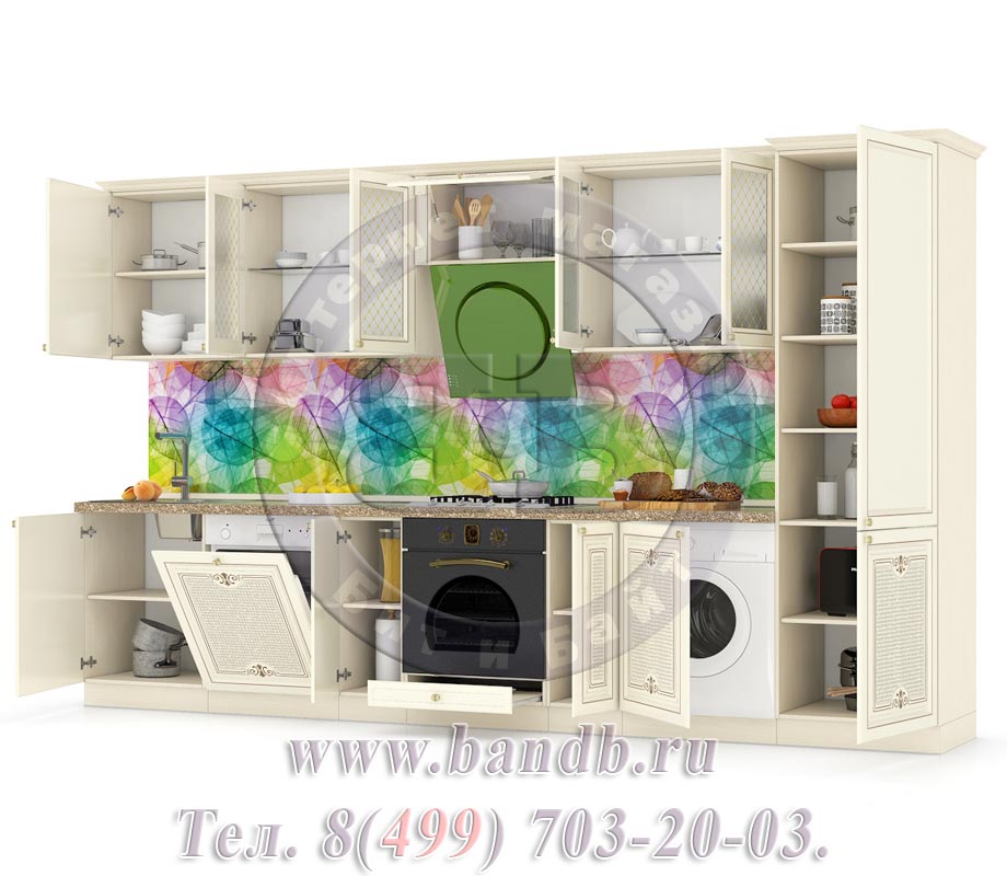 Кухонная мебель на заказ Ассоль жемчуг № 12 360 см. Картинка № 4