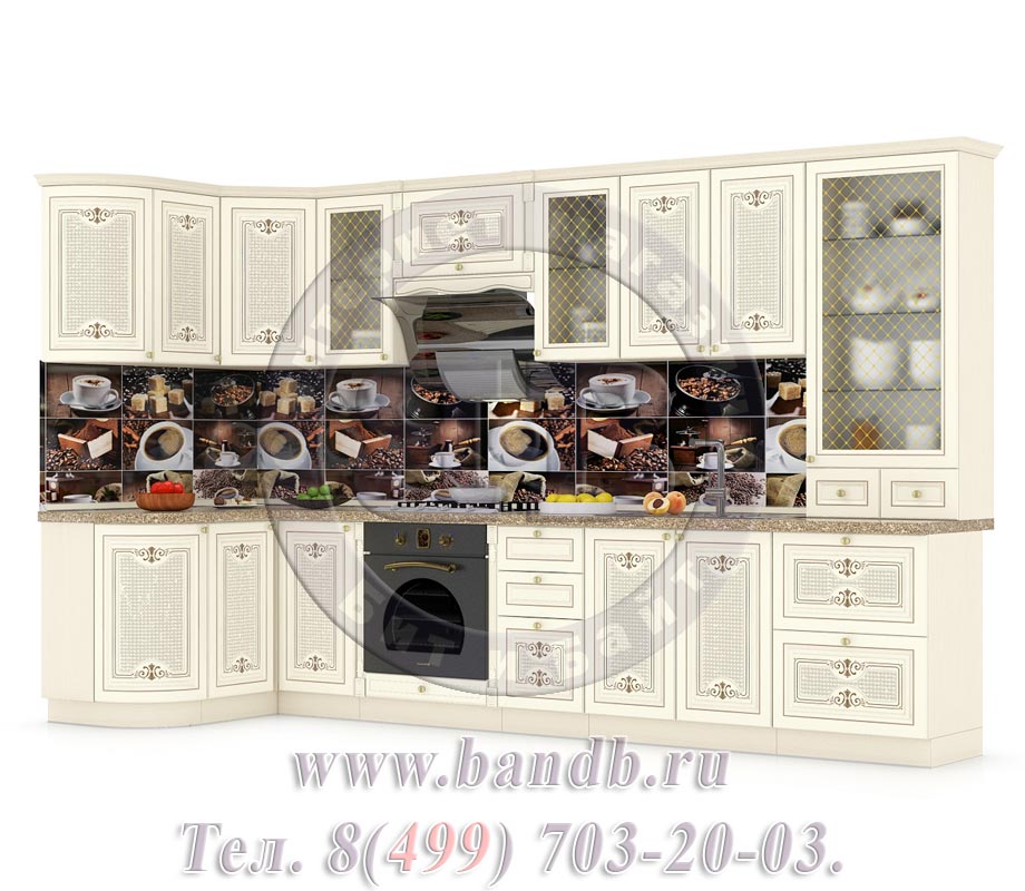 Кухня Ассоль жемчуг № 16 350+132 см. угловая, универсальная сборка Картинка № 3