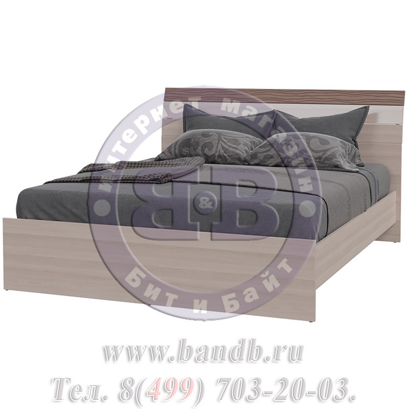 Кровать Азалия + две прикроватные тумбочки ясень шимо тёмный/ясень шимо светлый спальное место 1600х2000 мм. Картинка № 6