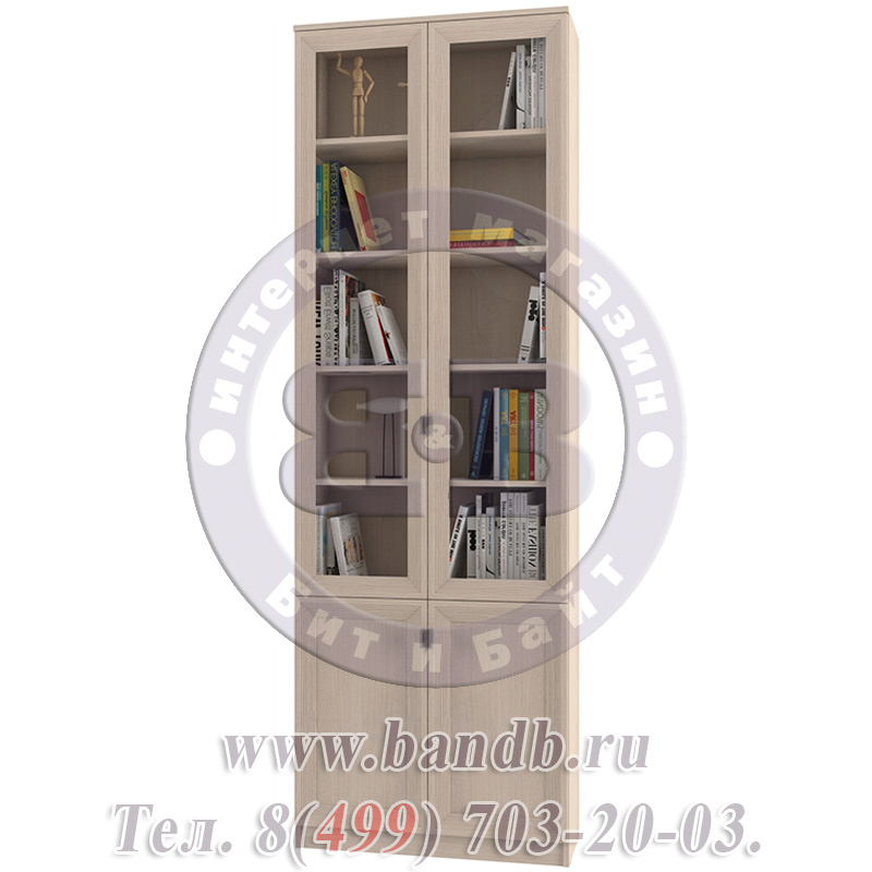 Набор шкафов для книг Олимп № 1 двери глухая+стекло, цвет дуб Картинка № 12