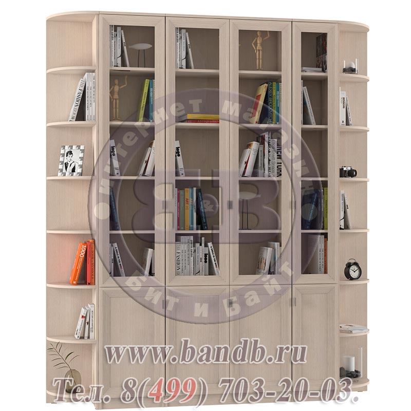 Набор шкафов для книг Олимп № 1 двери глухая+стекло, цвет дуб Картинка № 5