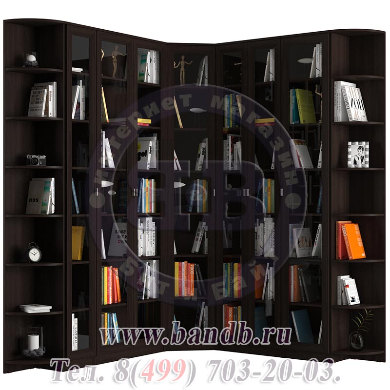 Угловой набор шкафов со стеклянными дверками Олимп № 2, цвет венге Картинка № 5