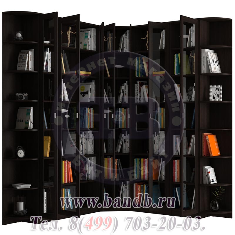 Угловой набор шкафов со стеклянными дверками Олимп № 2, цвет венге Картинка № 6