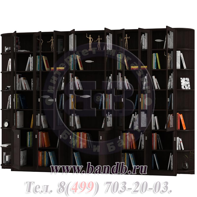 Библиотека Олимп Комплектация № 4 дверь комбинированная, цвет венге Картинка № 2