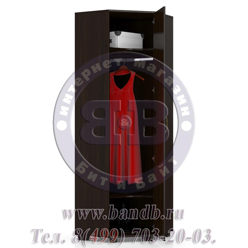 Шкаф для одежды угловой Монблан МБ-2 цвет венге тёмный/орех шоколадный Картинка № 2