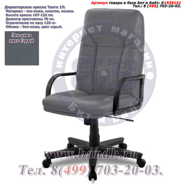 Директорское кресло Танго 1П эко-кожа, цвет серый Картинка № 1