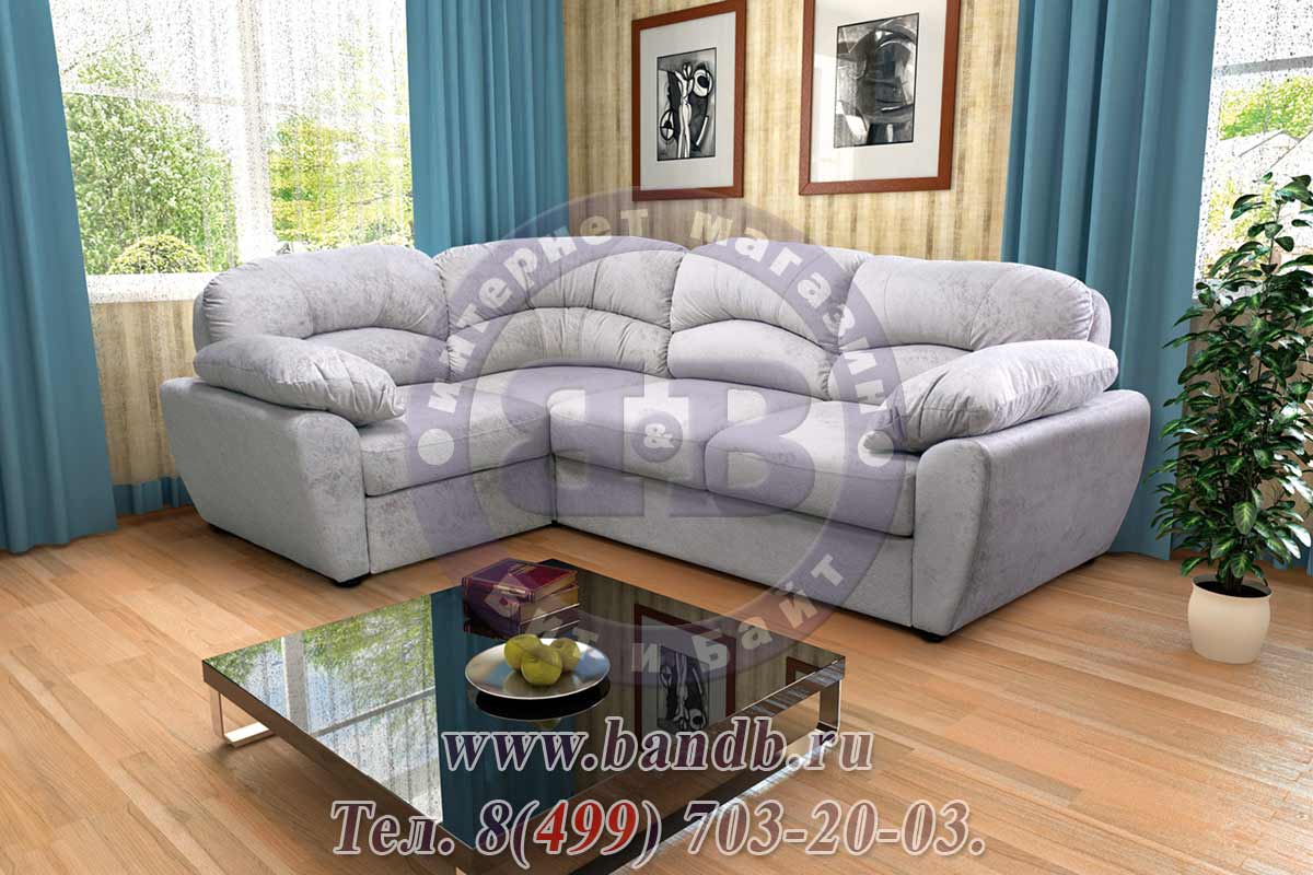 Угловая диван-кровать Фламенко ткань 40423 аллюре айвори слоновая кость Картинка № 5