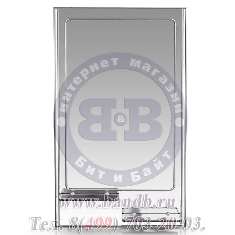 Зеркало 45х75 см. с двумя полочками 123ПЛ серебро с белым Картинка № 4