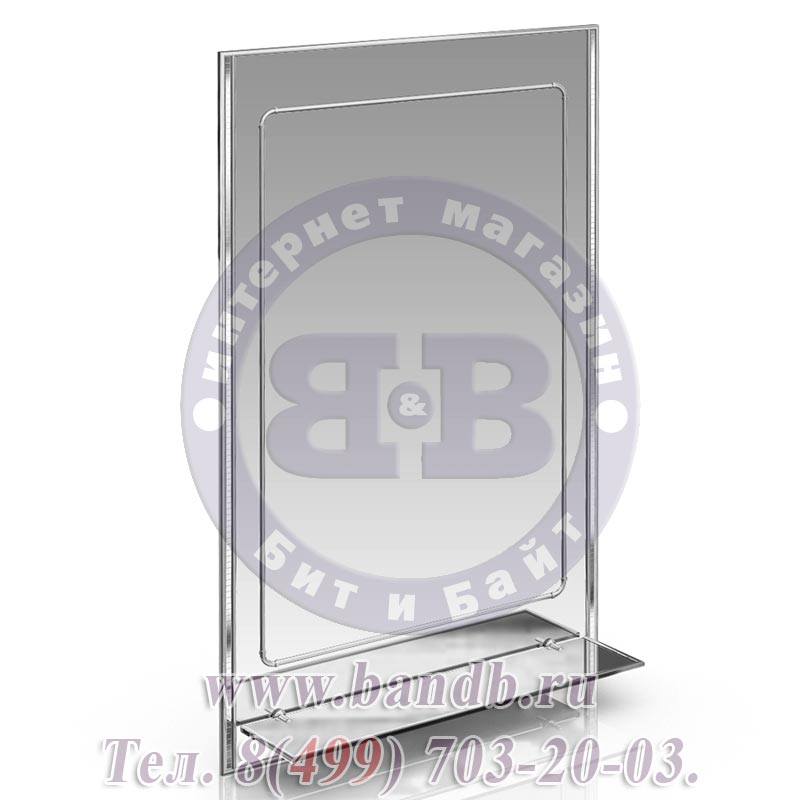 Зеркало для ванной 50х80 с полкой 124Д серебро куб серебро Картинка № 2