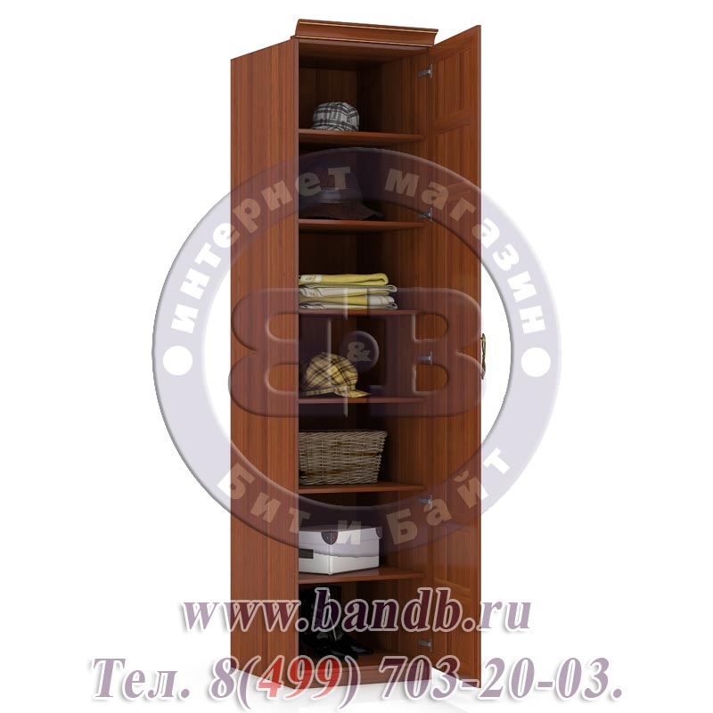 Александрия орех ЛД-625-040М+002 Шкаф одностворчатый с зеркальной дверью Картинка № 3