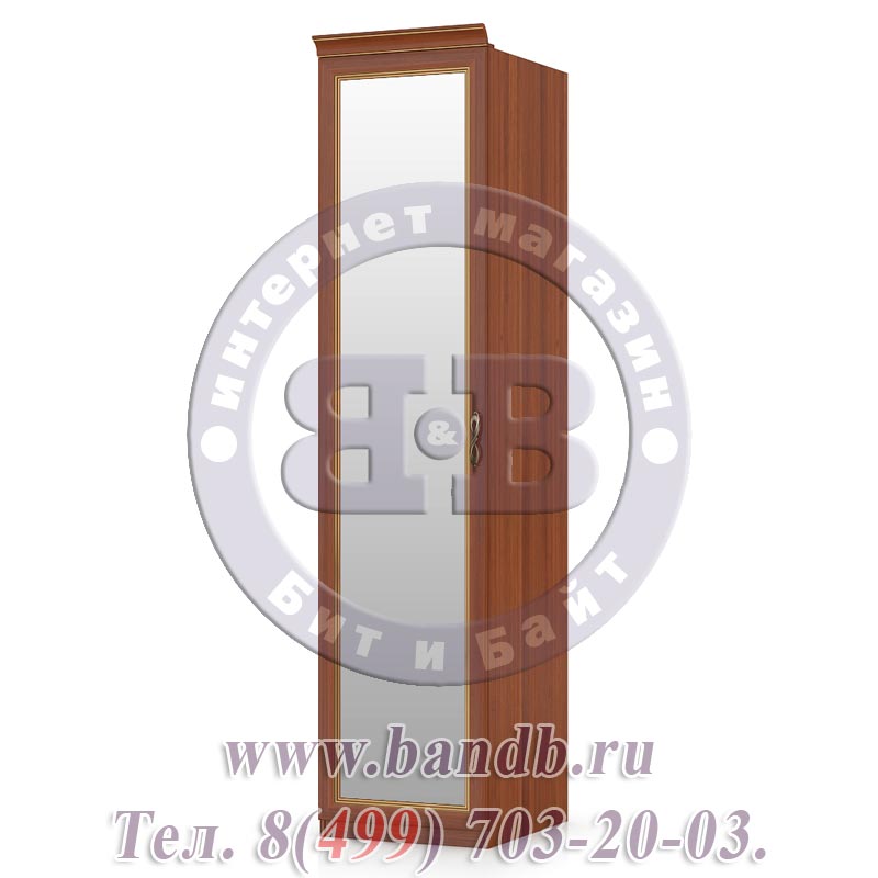 Александрия орех ЛД-625-040М+002 Шкаф одностворчатый с зеркальной дверью Картинка № 4