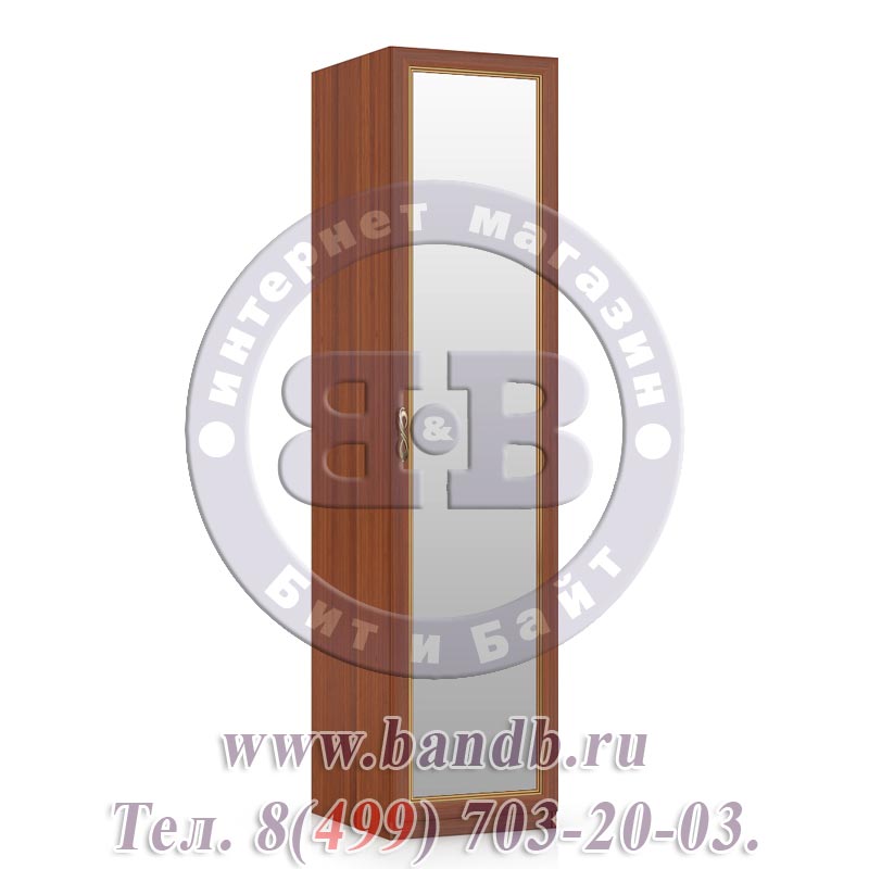 Александрия орех ЛД-625-040М+002 Шкаф одностворчатый с зеркальной дверью Картинка № 7