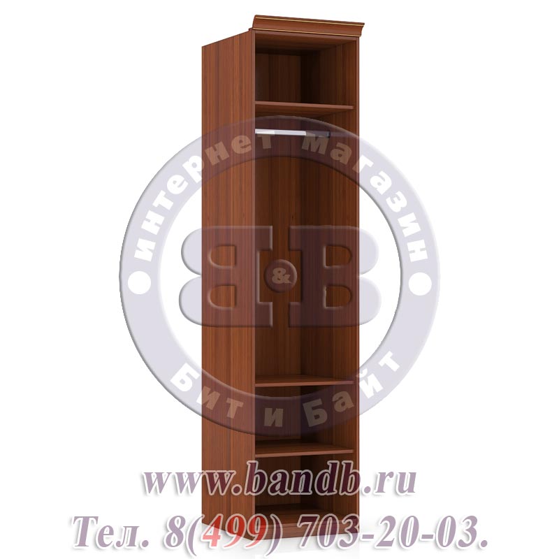 Александрия орех ЛД-625-040М+002 Шкаф одностворчатый с зеркальной дверью Картинка № 10